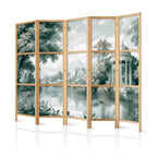 Japanese Room Divider - 5-Panel Greens Landscape