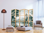 Japanese Room Divider - 5-Panel Greens Landscape