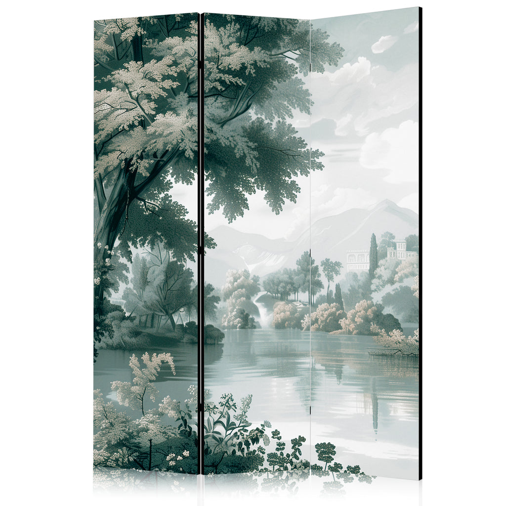 Room Divider - Retro Green Landscape - 3-Panel