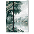 Room Divider - Retro Green Landscape - 3-Panel
