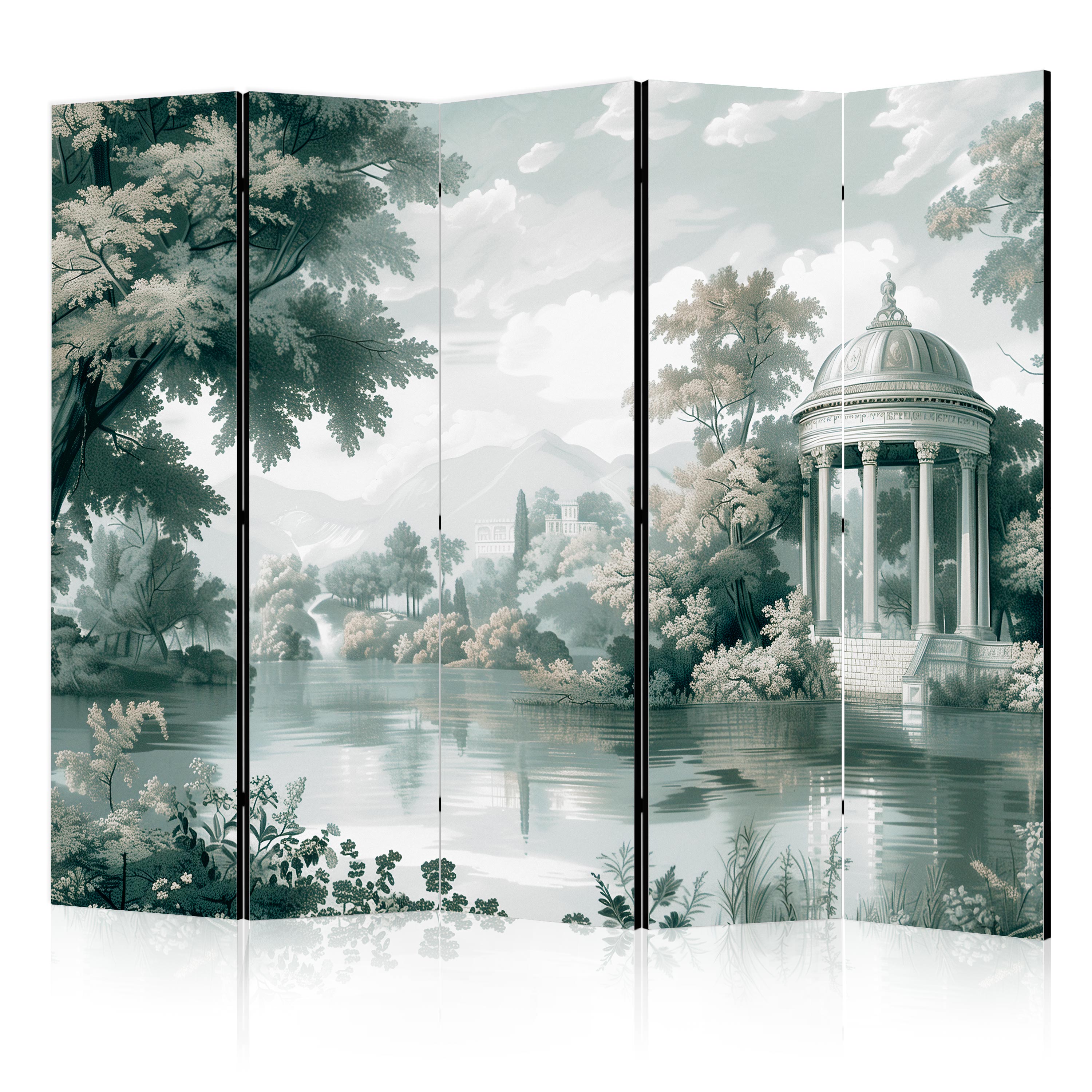 Room Divider Park & Lake Landscape Greens Retro Vintage