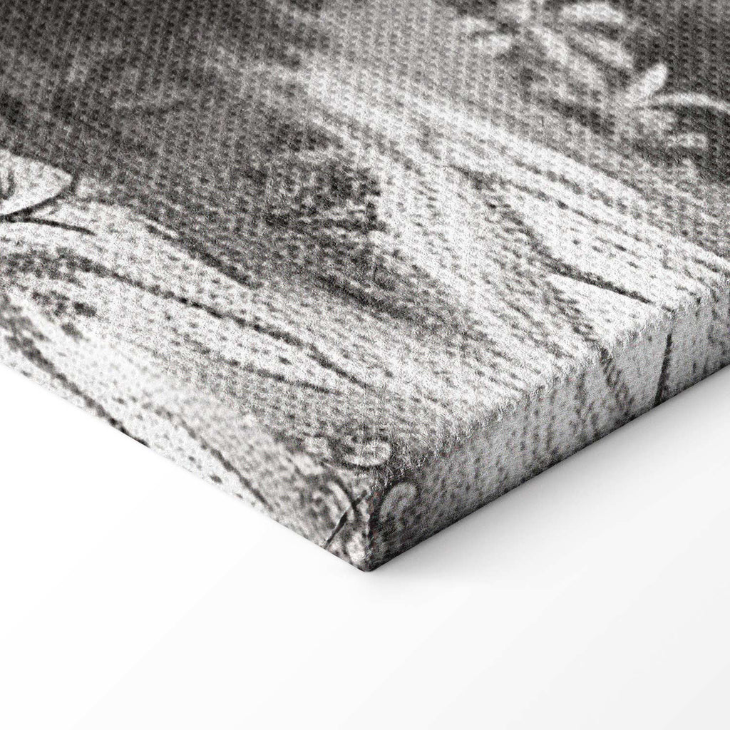 Vintage Pond Boat Black and White Canvas Print