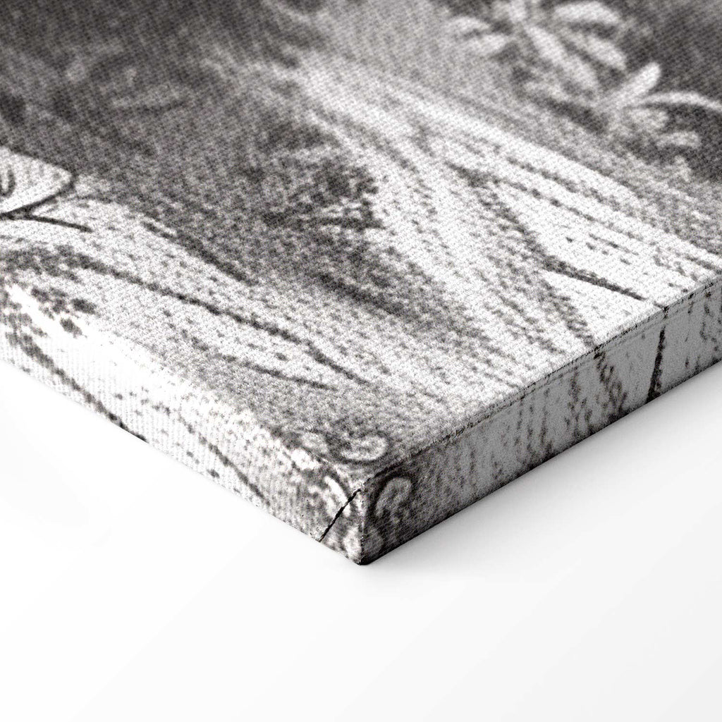 Vintage Pond Boat Black and White Canvas Print