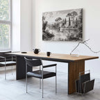 Vintage Pond Boat Black and White Canvas Print