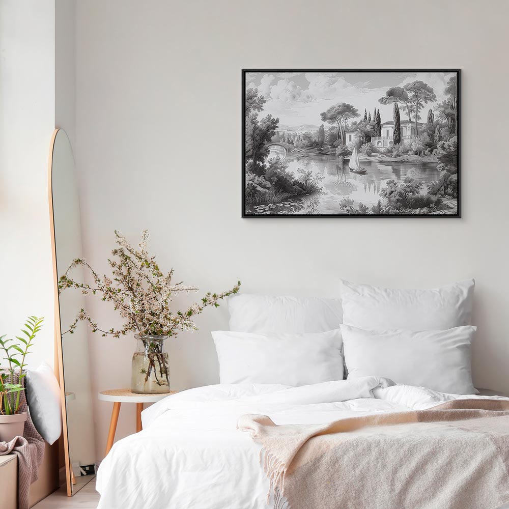 Canvas Print - Vintage Black and White Landscape