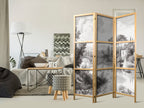 Japanese Room Divider - 3-Panel Landscape in Black & White