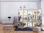 Japanese Room Divider - Vintage Landscape Print for Grey Living Rooms