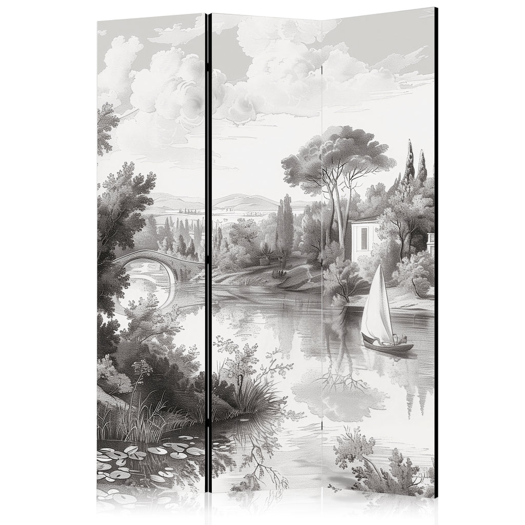 Room Divider - Vintage Landscape in Black & White