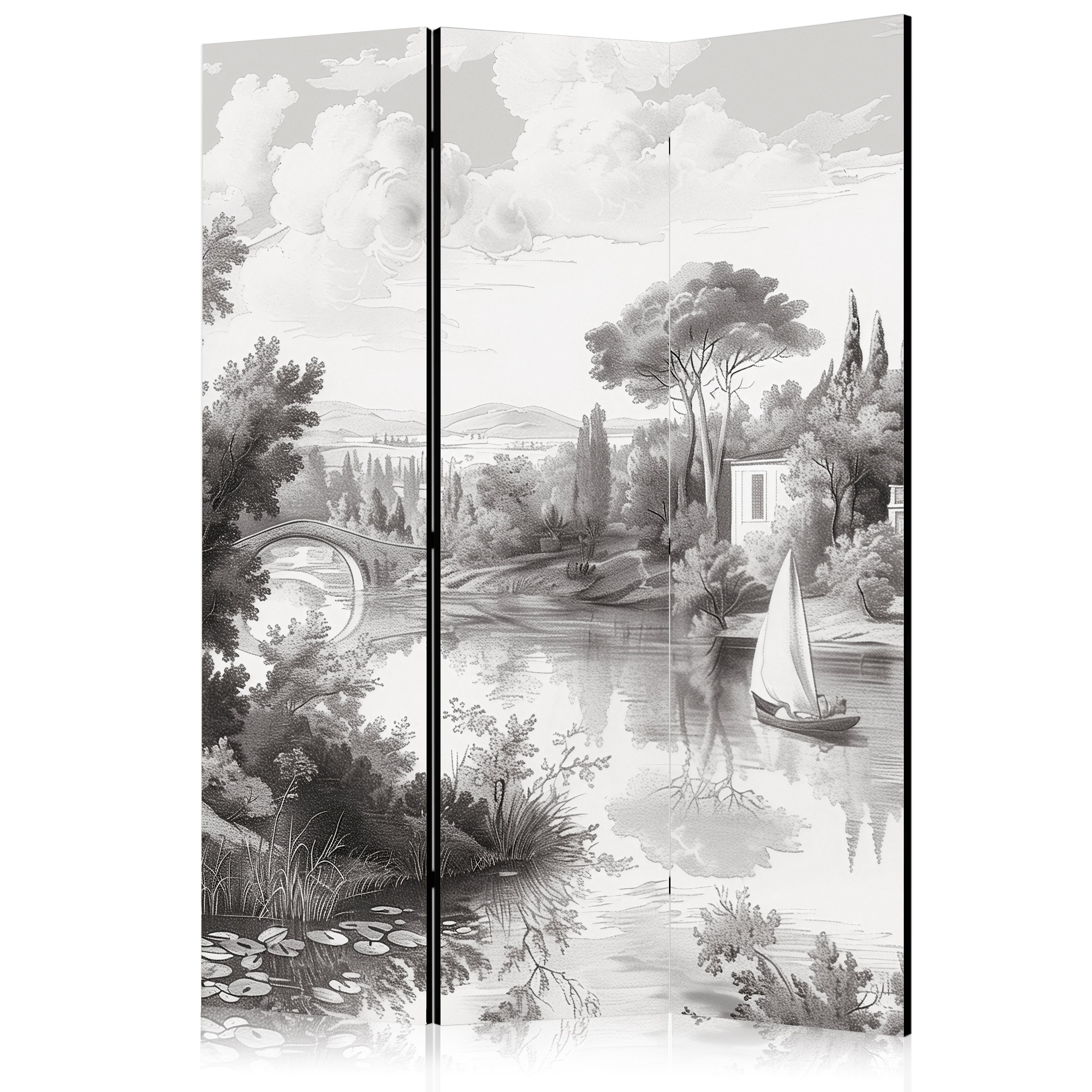 Room Divider - Vintage Landscape in Black & White
