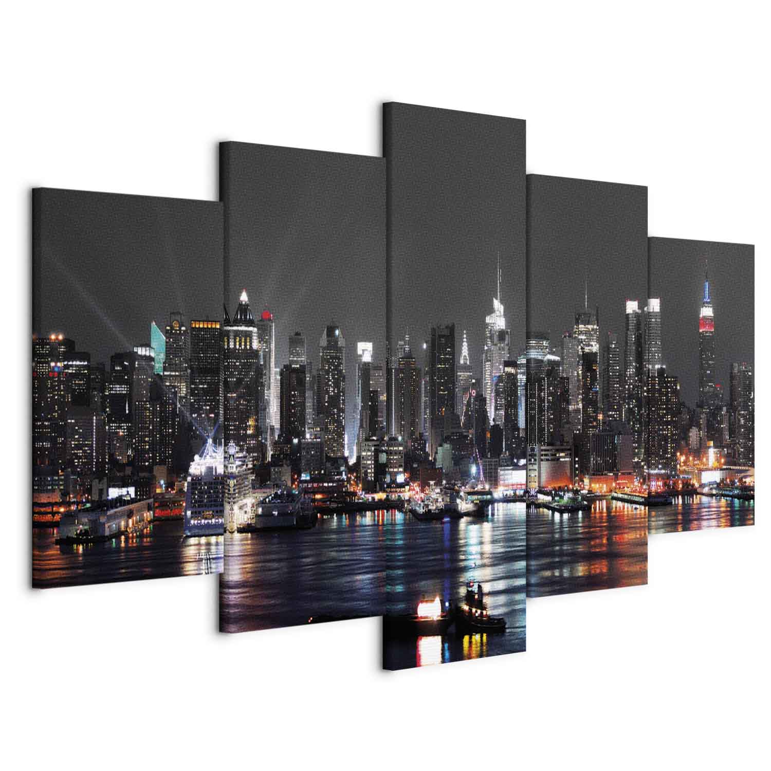Grey Sky City Night Architecture Canvas Print