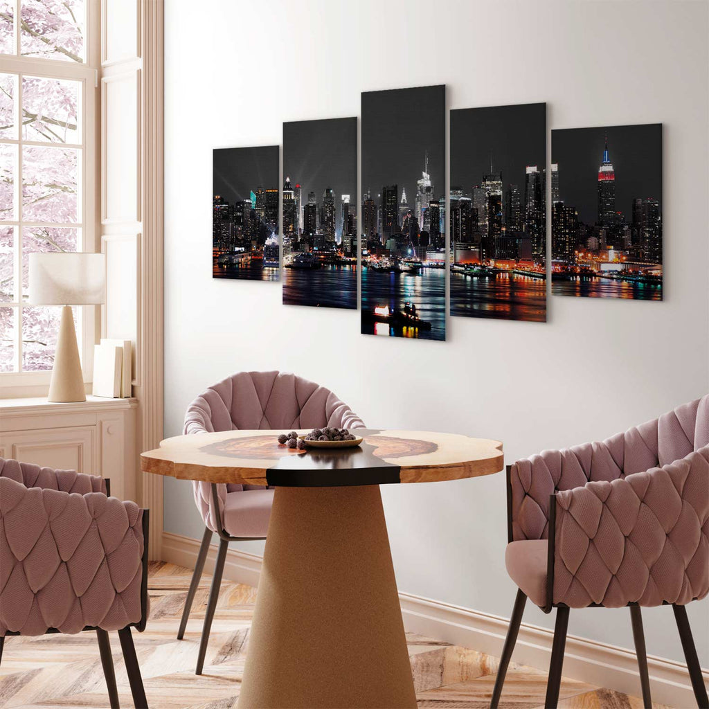 Grey Sky City Night Architecture Canvas Print