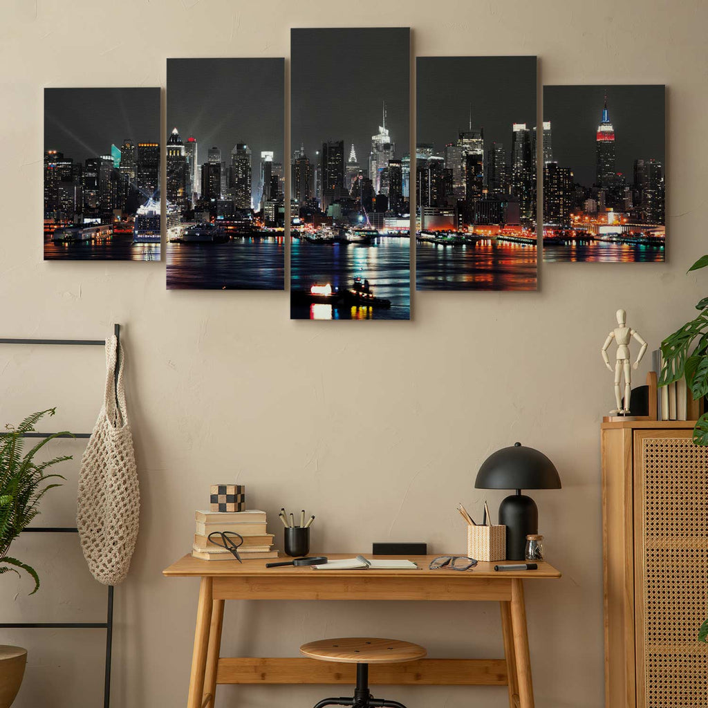 Grey Sky City Night Architecture Canvas Print