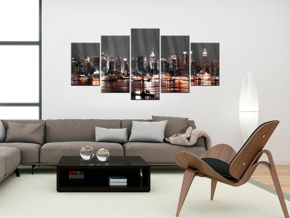 Gray City Skyline Panorama Acrylic Print