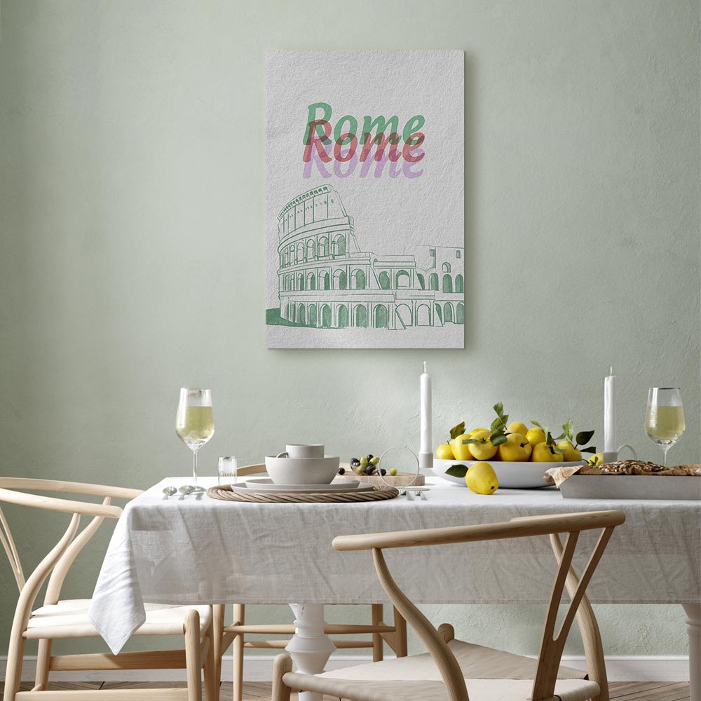 Rome Watercolour Architecture Vertical Canvas Print