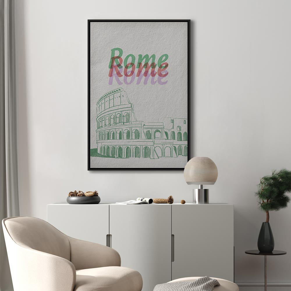 Rome Watercolour Architecture Vertical Canvas Print