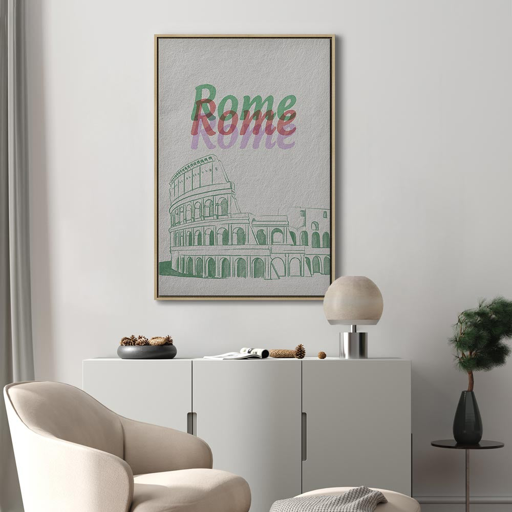 Rome Watercolour Architecture Vertical Canvas Print