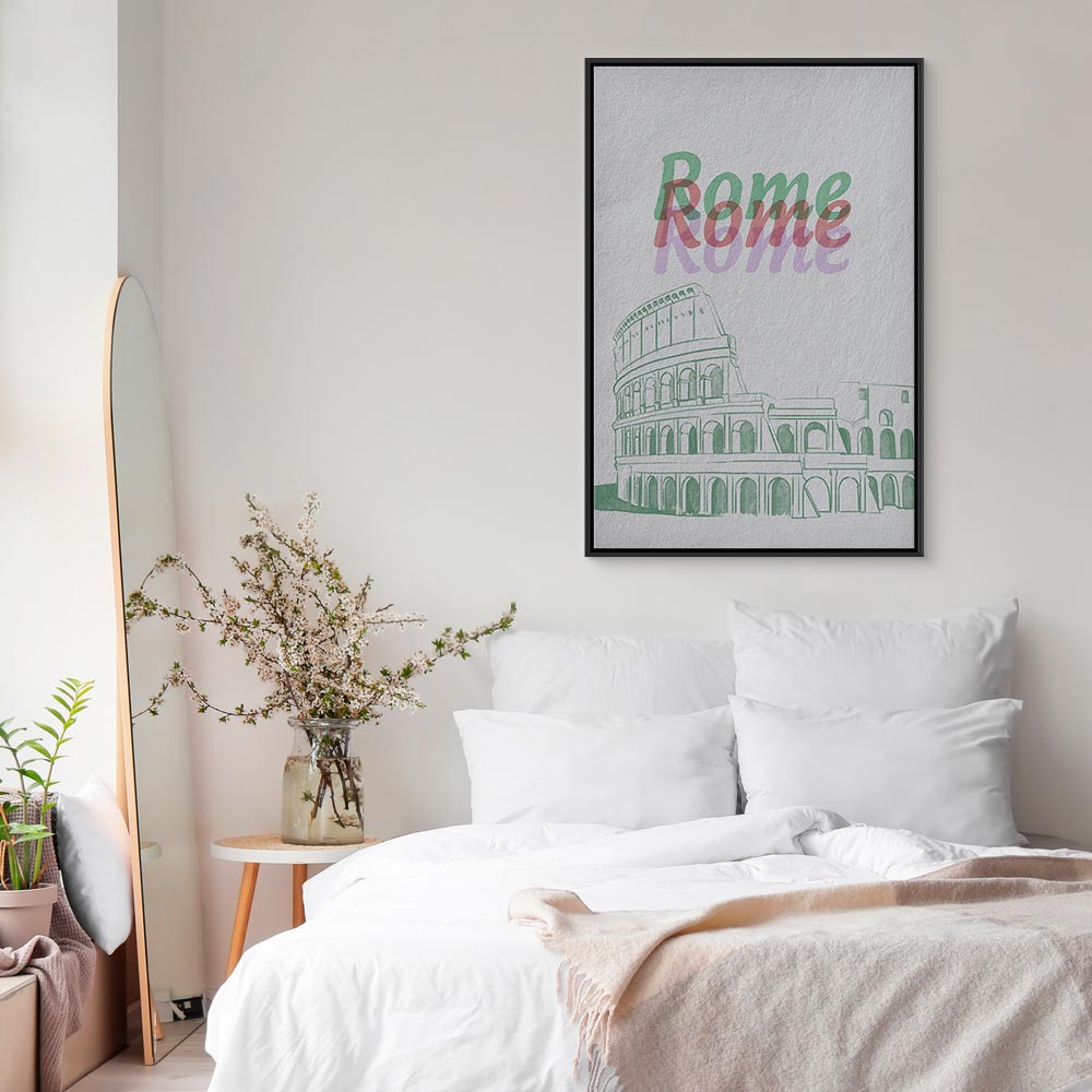 Rome Watercolour Architecture Vertical Canvas Print