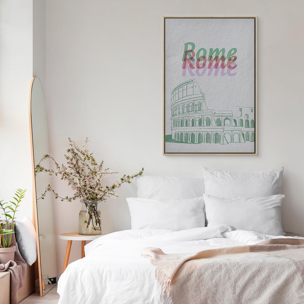 Rome Watercolour Architecture Vertical Canvas Print