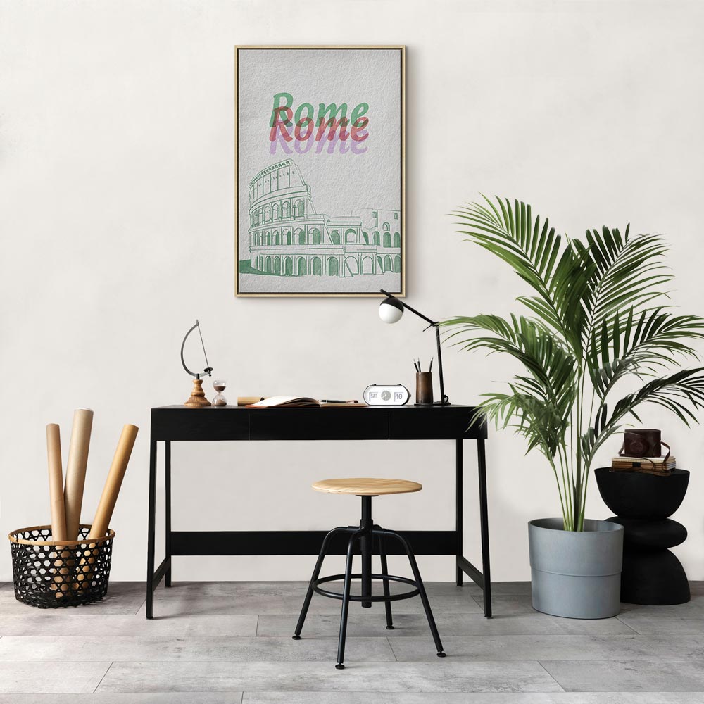 Rome Watercolour Architecture Vertical Canvas Print