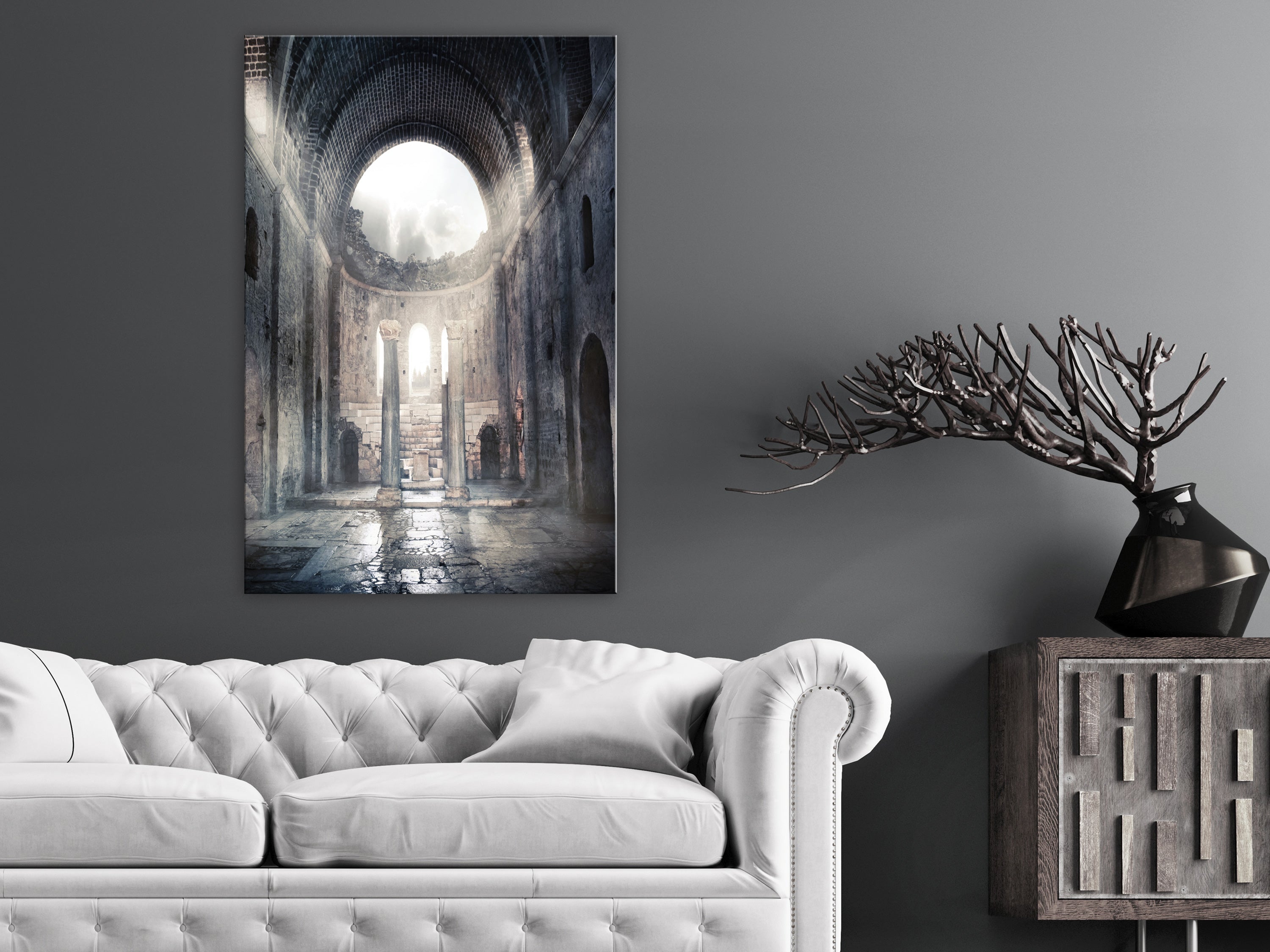 Canvas Print Cityscape Wall Art - Chamber of Secrets (1 Part) Vertical