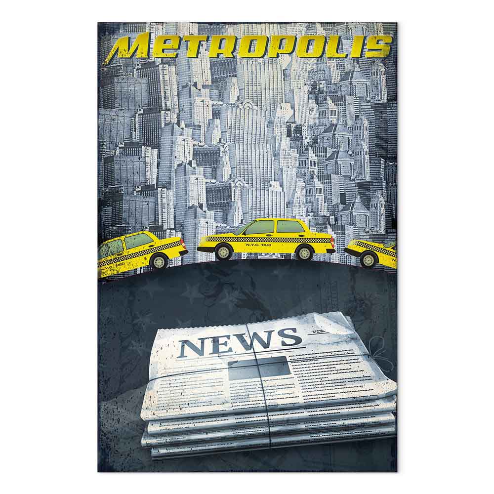 Metropolis Skyline Typography Canvas Print