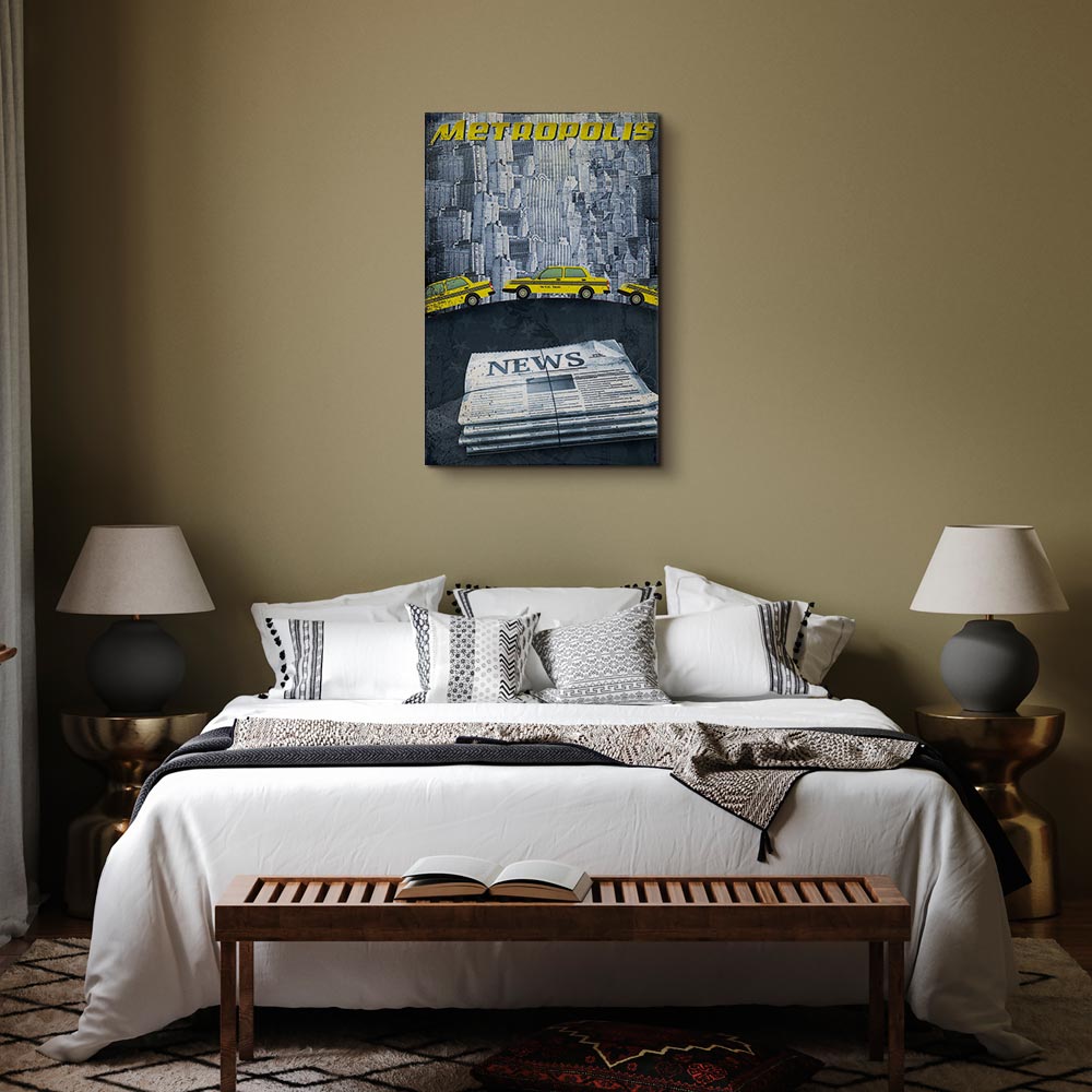 Metropolis Skyline Typography Canvas Print