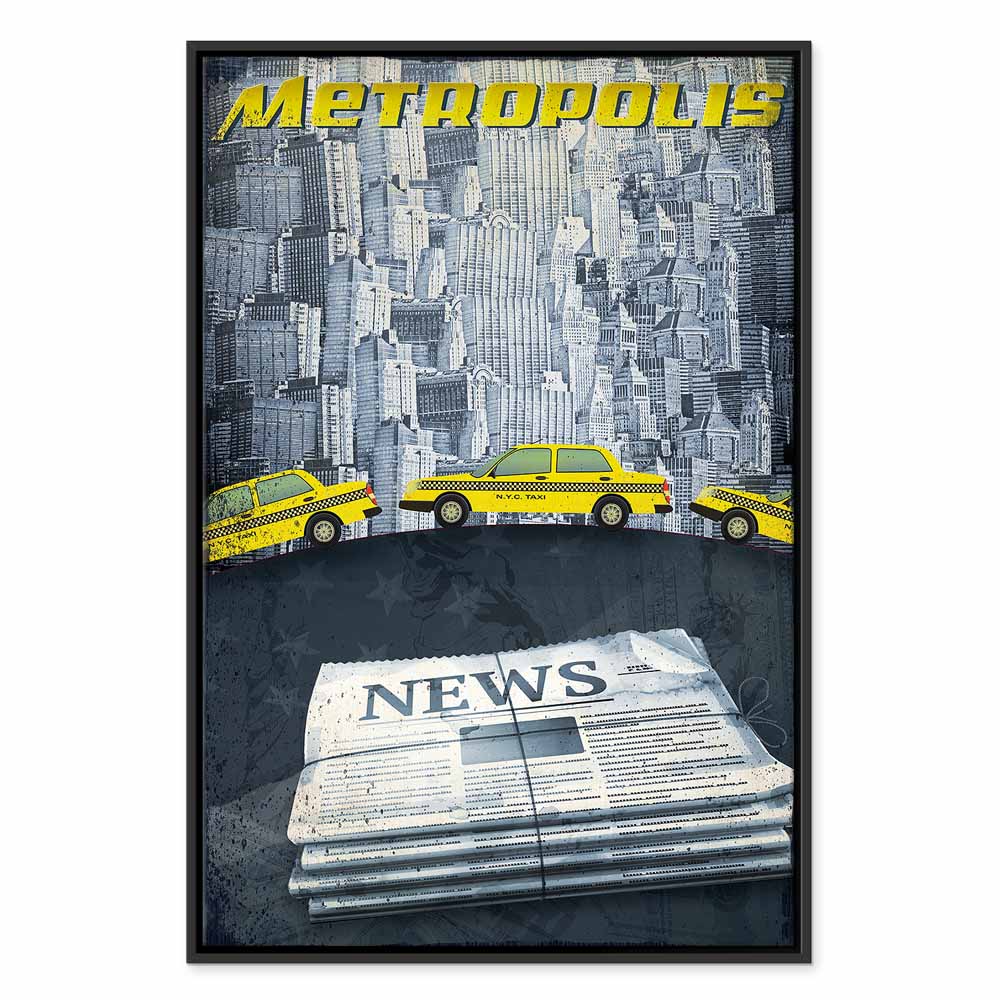 Metropolis Skyline Typography Canvas Print