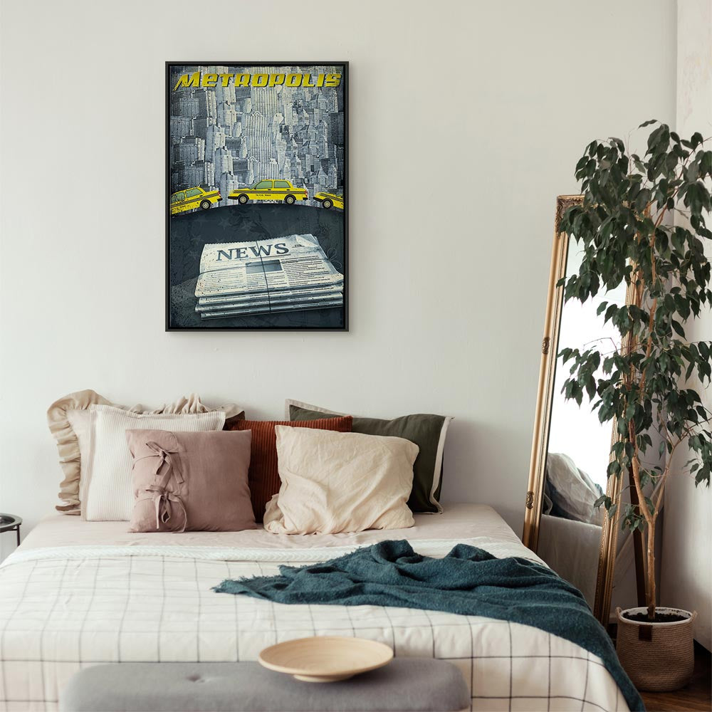 Metropolis Skyline Typography Canvas Print