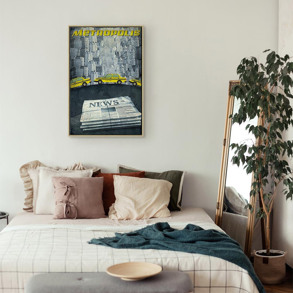 Metropolis Skyline Typography Canvas Print