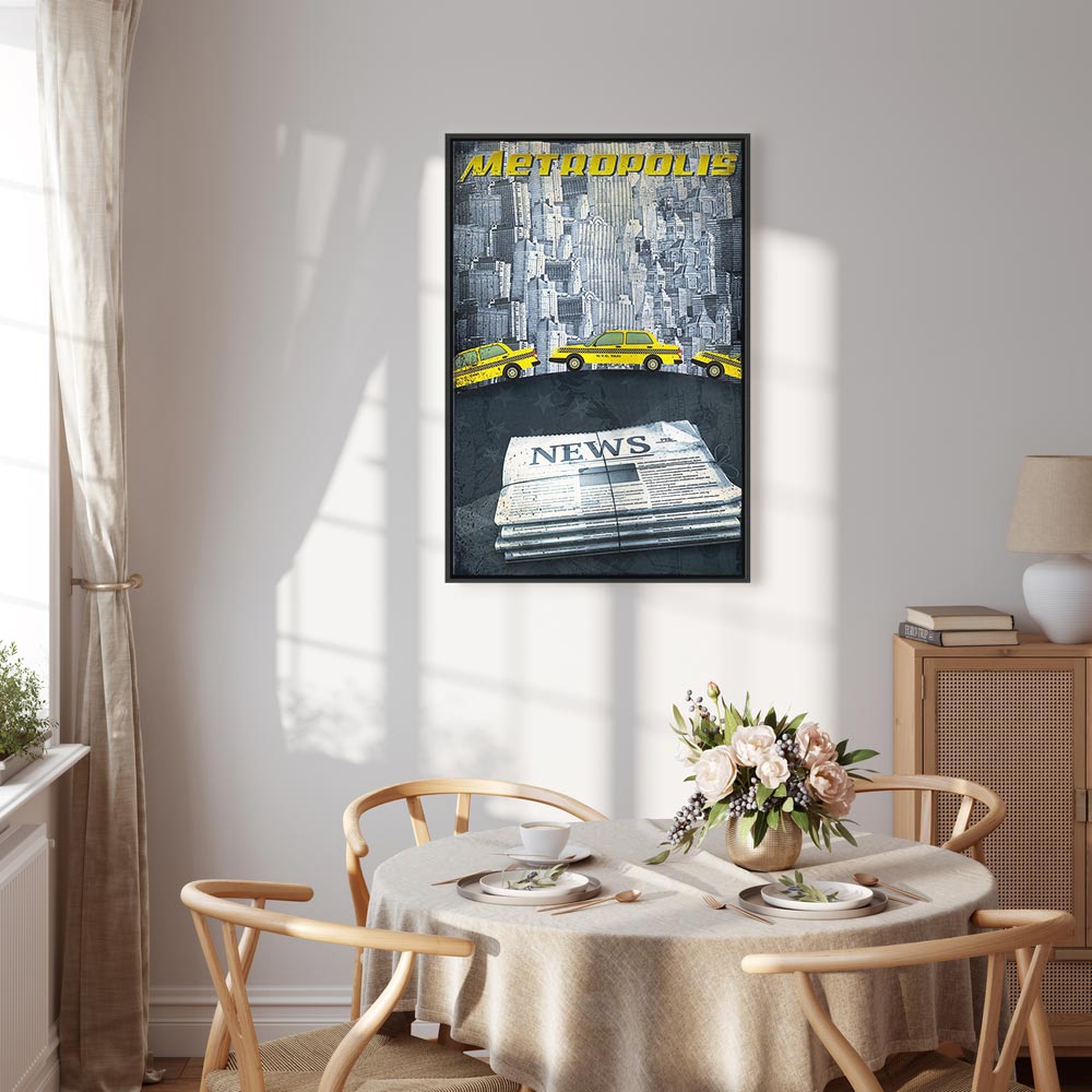 Metropolis Skyline Typography Canvas Print