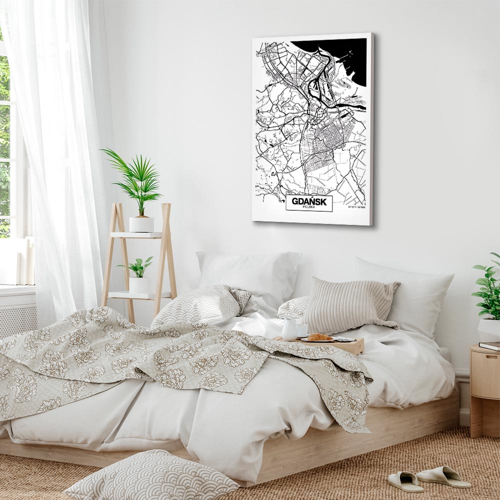 Gdansk City Plan Map Vertical Canvas Print