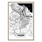 Gdansk City Plan Map Vertical Canvas Print