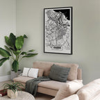 Gdansk City Plan Map Vertical Canvas Print