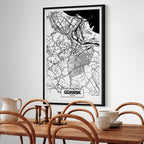 Gdansk City Plan Map Vertical Canvas Print