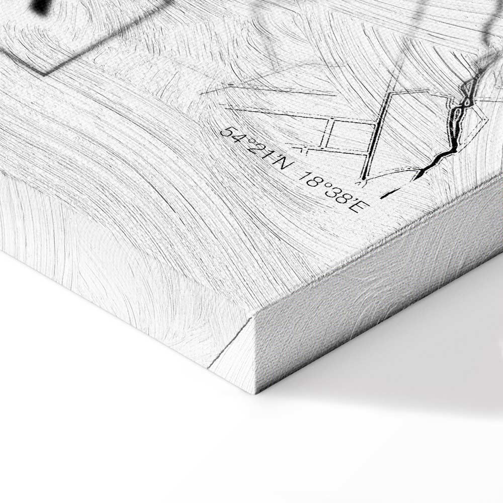 Gdansk City Plan Map Vertical Canvas Print