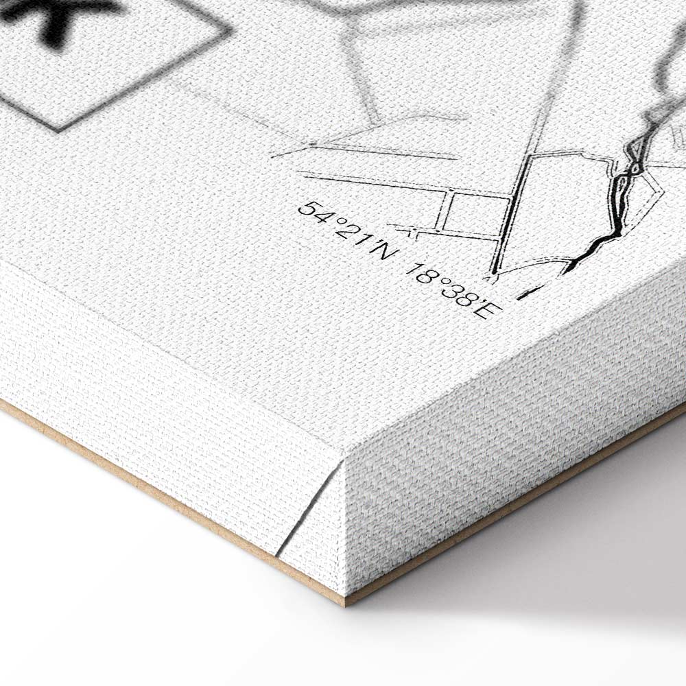 Gdansk City Plan Map Vertical Canvas Print