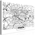 Canvas Print City Plan Krakow 1 Part Wide