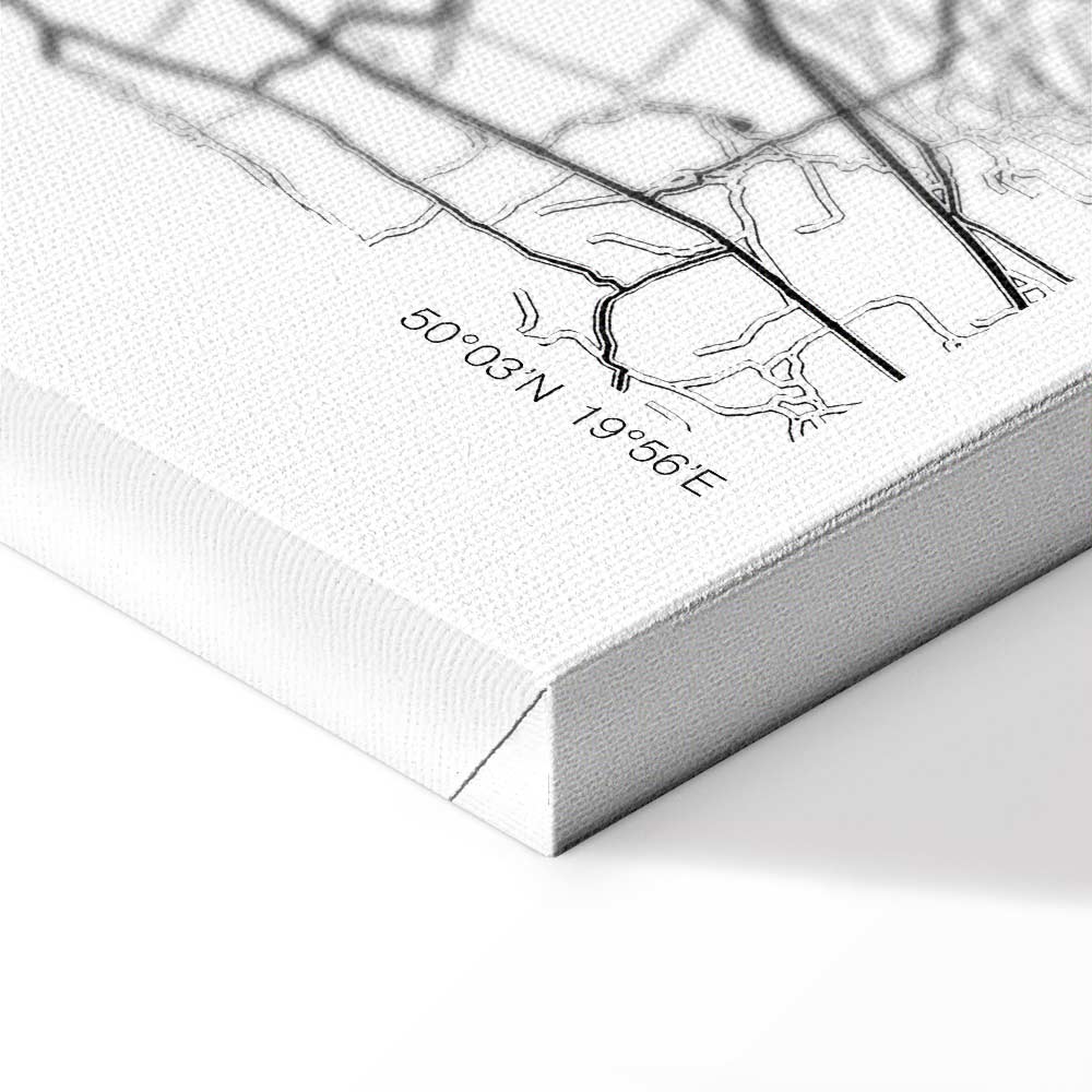 Krakow City Plan Map Wide Canvas Print