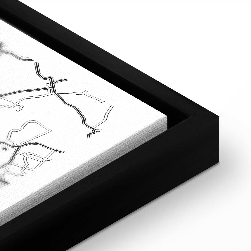 Krakow City Plan Map Wide Canvas Print