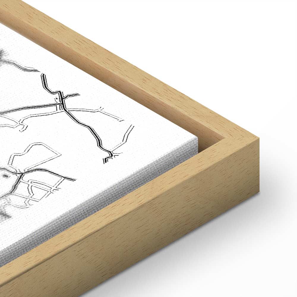 Krakow City Plan Map Wide Canvas Print