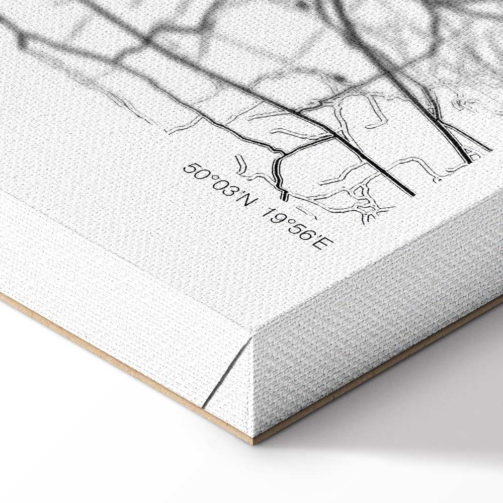 Krakow City Plan Map Wide Canvas Print