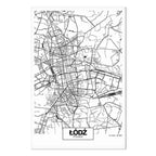 Lodz City Plan Map Vertical Canvas Print