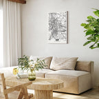 Lodz City Plan Map Vertical Canvas Print