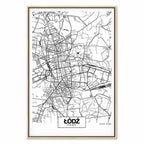Lodz City Plan Map Vertical Canvas Print