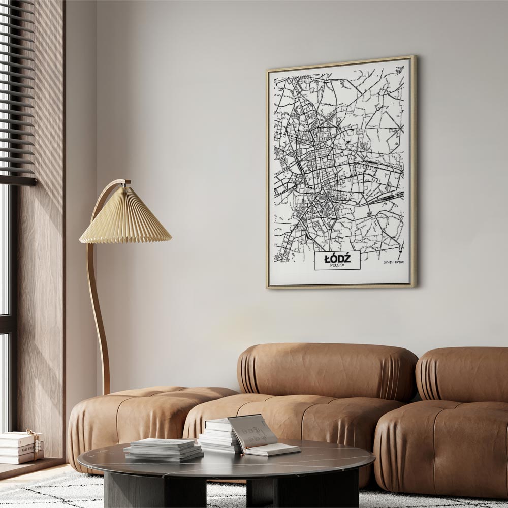 Lodz City Plan Map Vertical Canvas Print