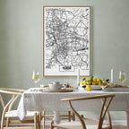 Lodz City Plan Map Vertical Canvas Print