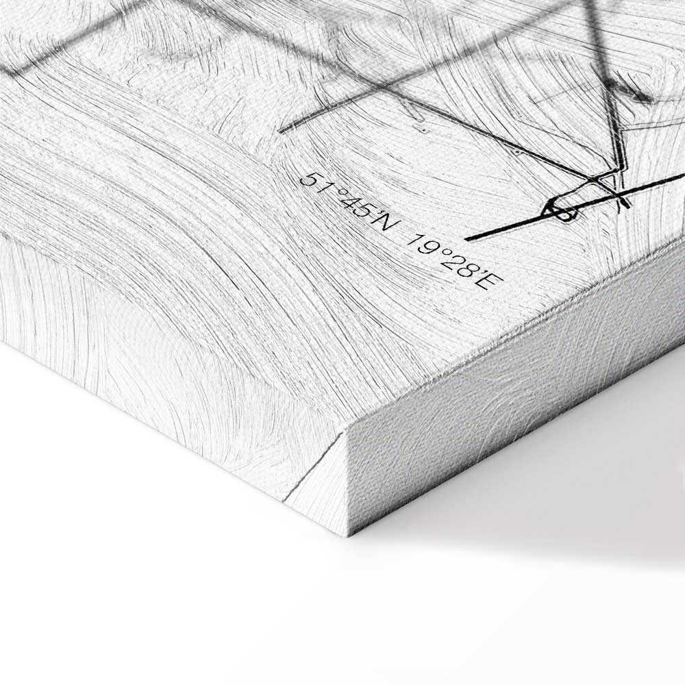 Lodz City Plan Map Vertical Canvas Print