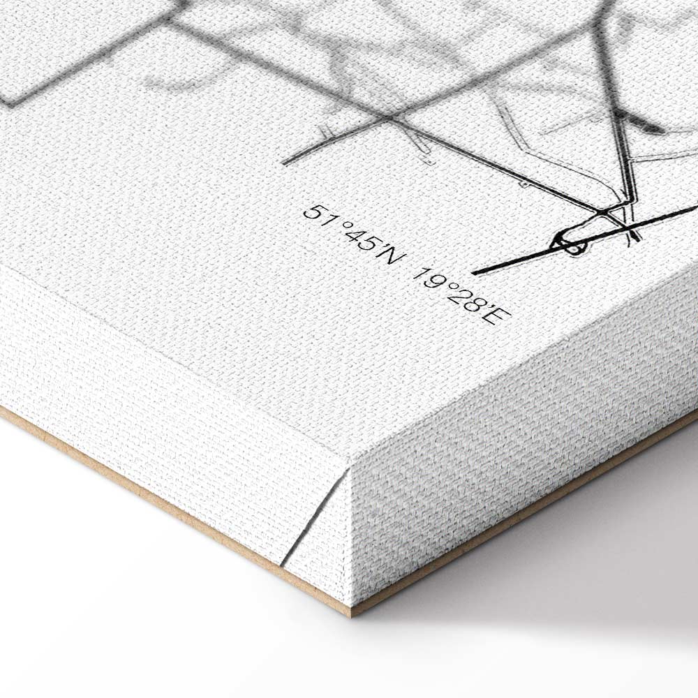 Lodz City Plan Map Vertical Canvas Print