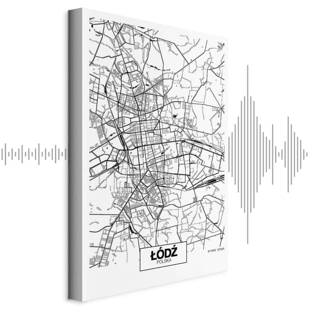 Lodz City Plan Map Vertical Canvas Print