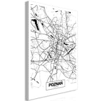 Canvas Print City Plan Poznan 1 Part Vertical